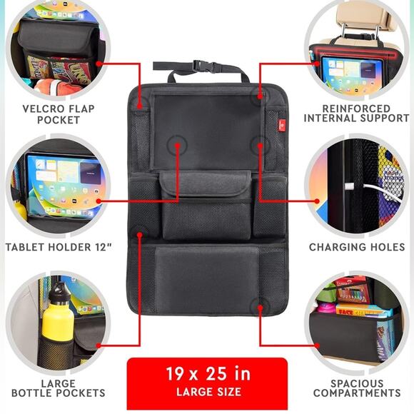 1 Backseat Car Organizer for Kid Tablet Holder Accessories Waterproof Kick Mats - Picture 4 of 5